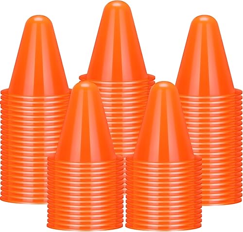 Juego de 100 mini conos de entrenamiento para niños, para fútbol, baloncesto, fútbol con bolsa de almacenamiento, conos deportivos de plástico para