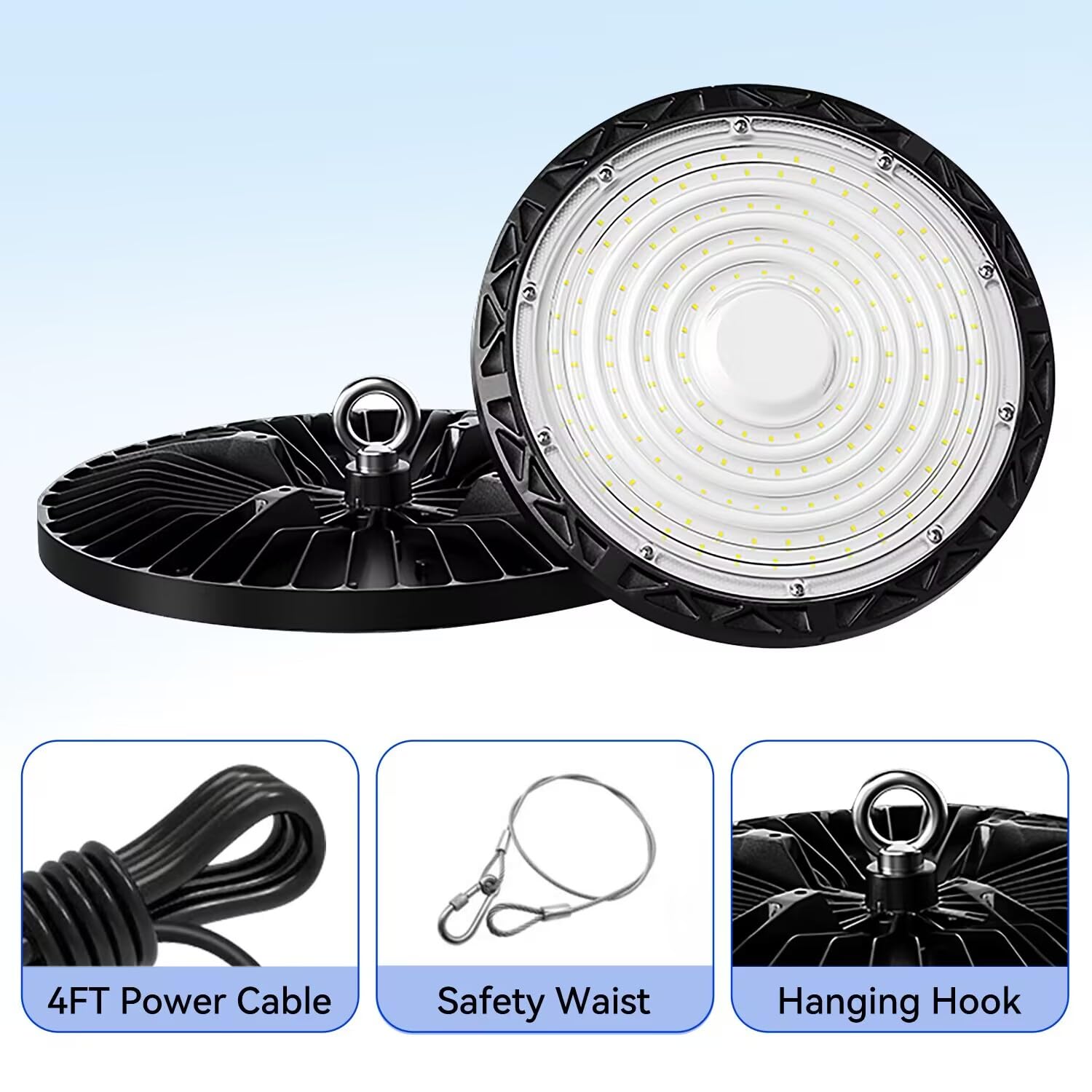 UFO LED High Bay Light 300W 20Pack High Bay LED Shop Lights 6000K with US Plug IP65 Waterproof — view 2
