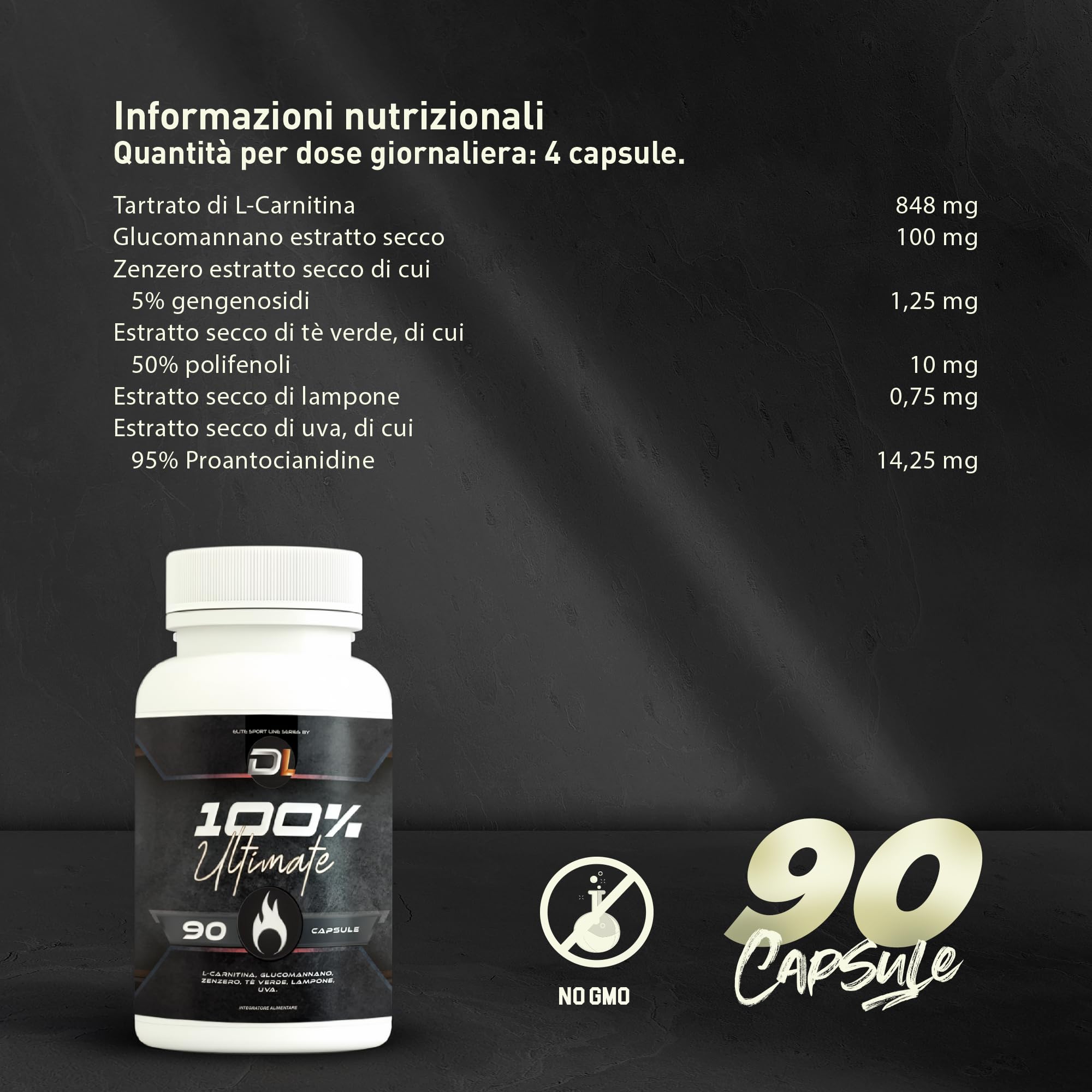 Ultimate Integratori | Integratori naturale | L-carnitina, Glucomannano, Tè verde | Perdere peso | Dimagranti | 90 capsule