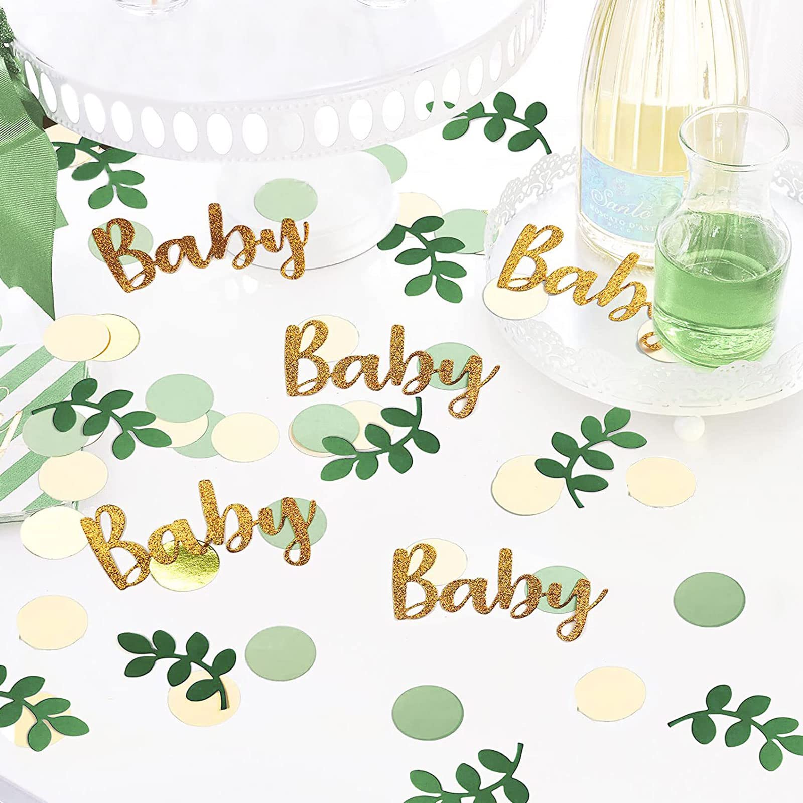 200 Stück Baby Shower Konfetti – 4 Muster, Gold/rosa/beige – Für Tischdekoration