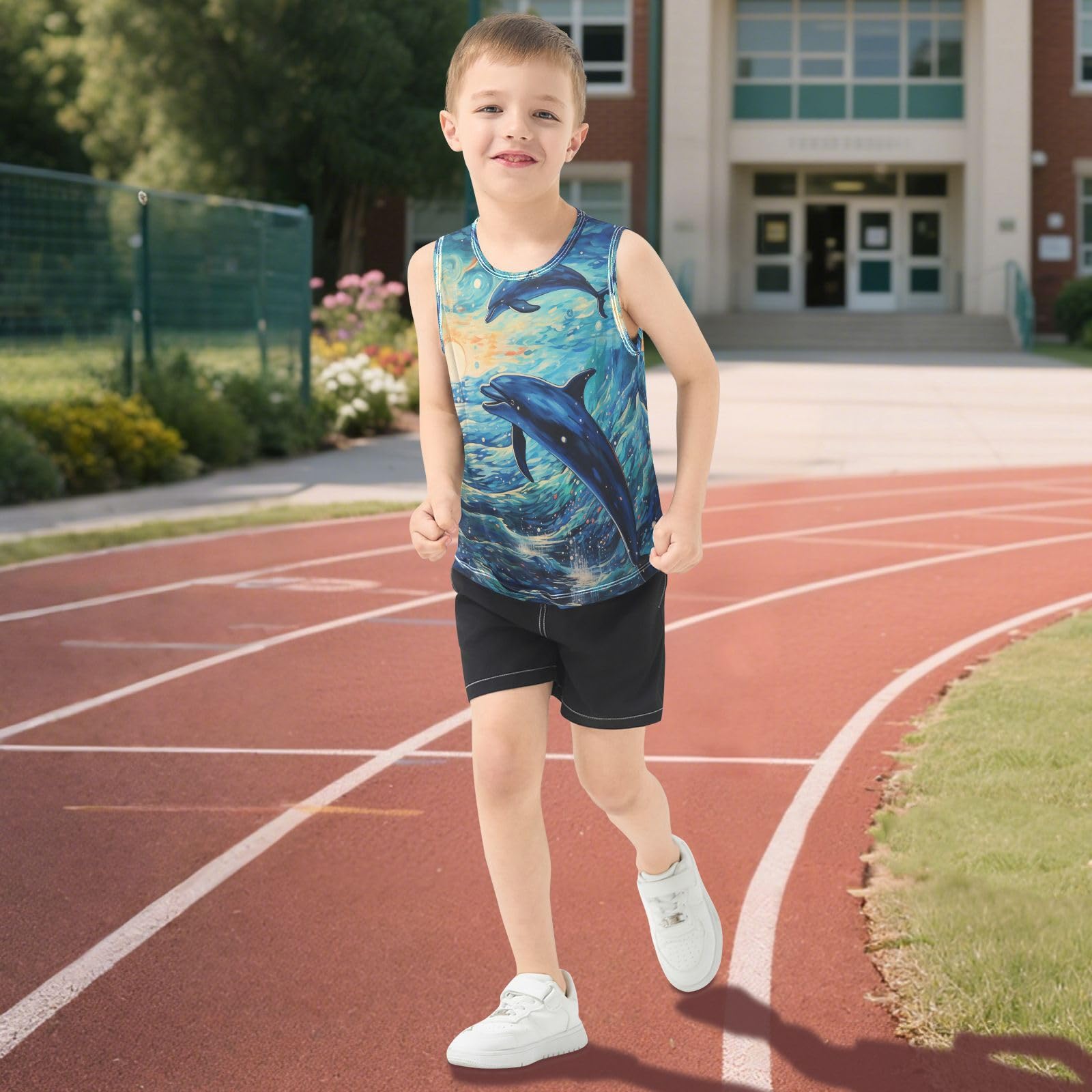 DelfíN ArtíStico Camisetas Sin Mangas Tipo Tank Top para Niños Jóvenes Ideales para Actividades Deportivas