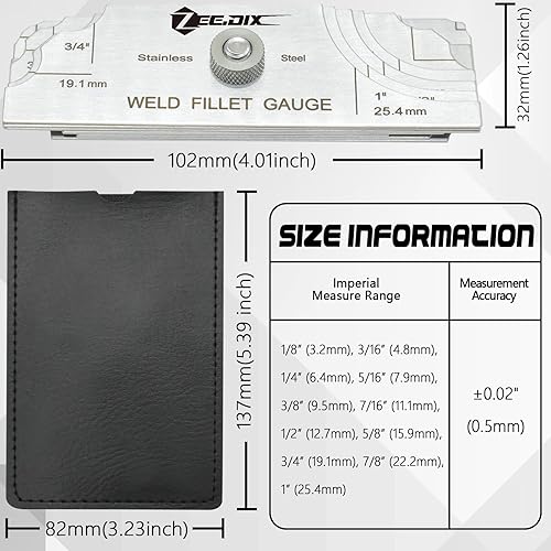 Miniatura 17 de ZeeDix Calibre de espesor de hoja de metal portátil - Herramienta de inspección de tamaño plateado de acero inoxidable Hojas de metal Medidor