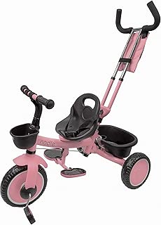 Nadle Pink Steer and Stroll Kids Trike for 2 Years Old 3 in 1 Up to 55Lb, 10-inch Wheels - coolthings.us