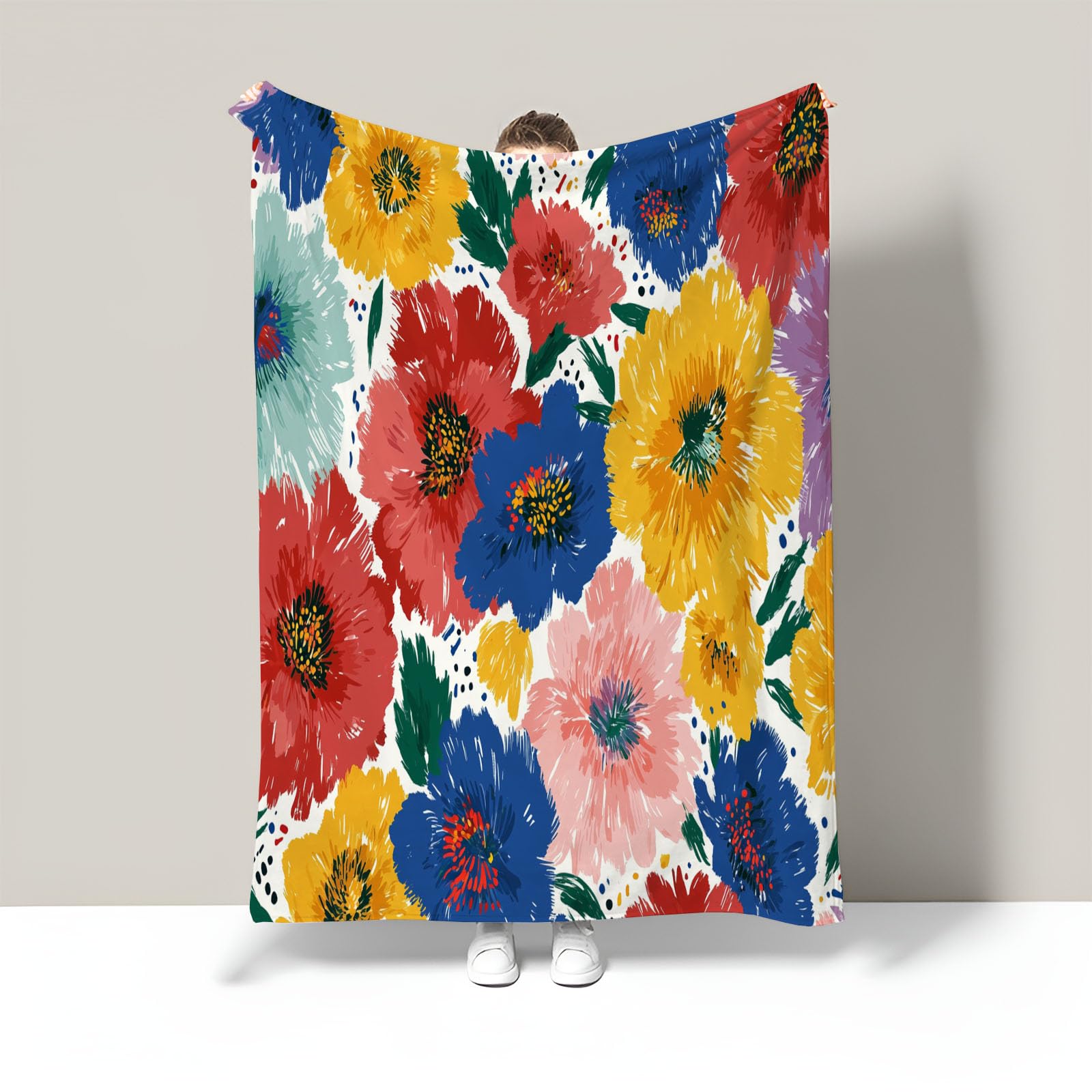 Couverture Polaire Chaude et Douce en Flannel Fleurie Grand Format 240x260
