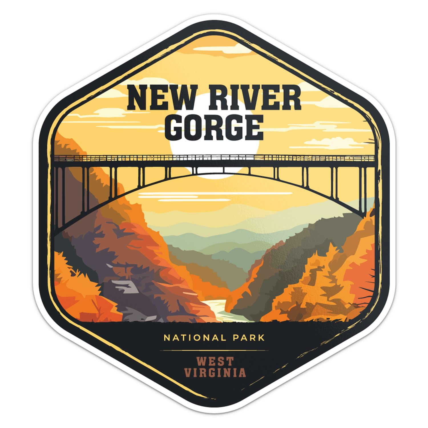 New River Gorge National Park Sticker - Waterproof Vinyl Decal for Car Bumper, Laptop, Water Bottle, Wall, and Window, Size - 5'' Longer Side