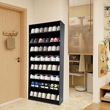 8 Tier Modern Tall Shoe Cabinet, Floor Stand Shoe Rack Open Storage Shoe Shelf Organizer for Entryway Entryway, Black
