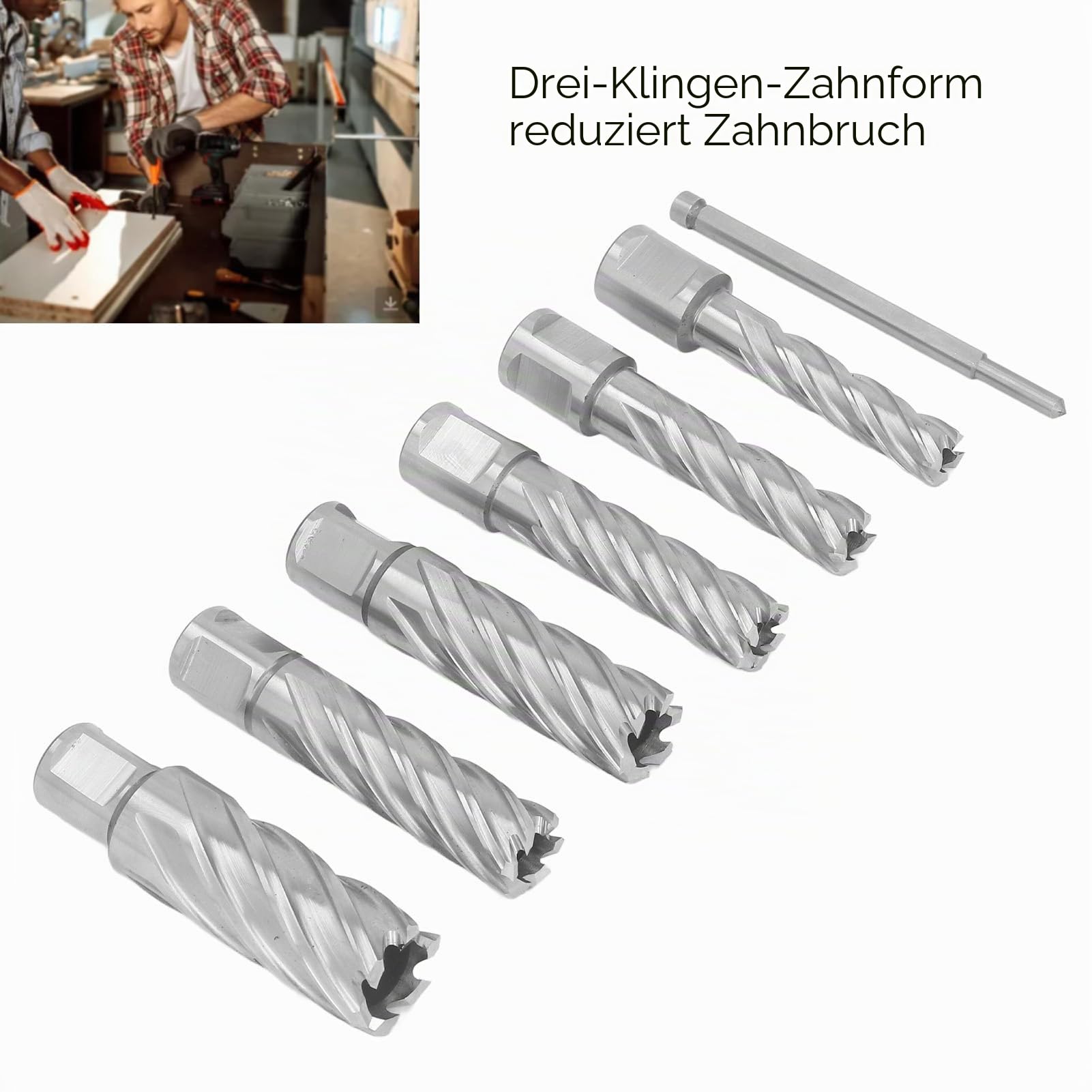 7-Teiliges Ringfräser Set 3 Nuten Spiralnuten Hartmetall Stahl Kernbohrer Mag Bohrer Set 13mm bis 25mm für Metall Magnetbohrmaschine Slug Cutter
