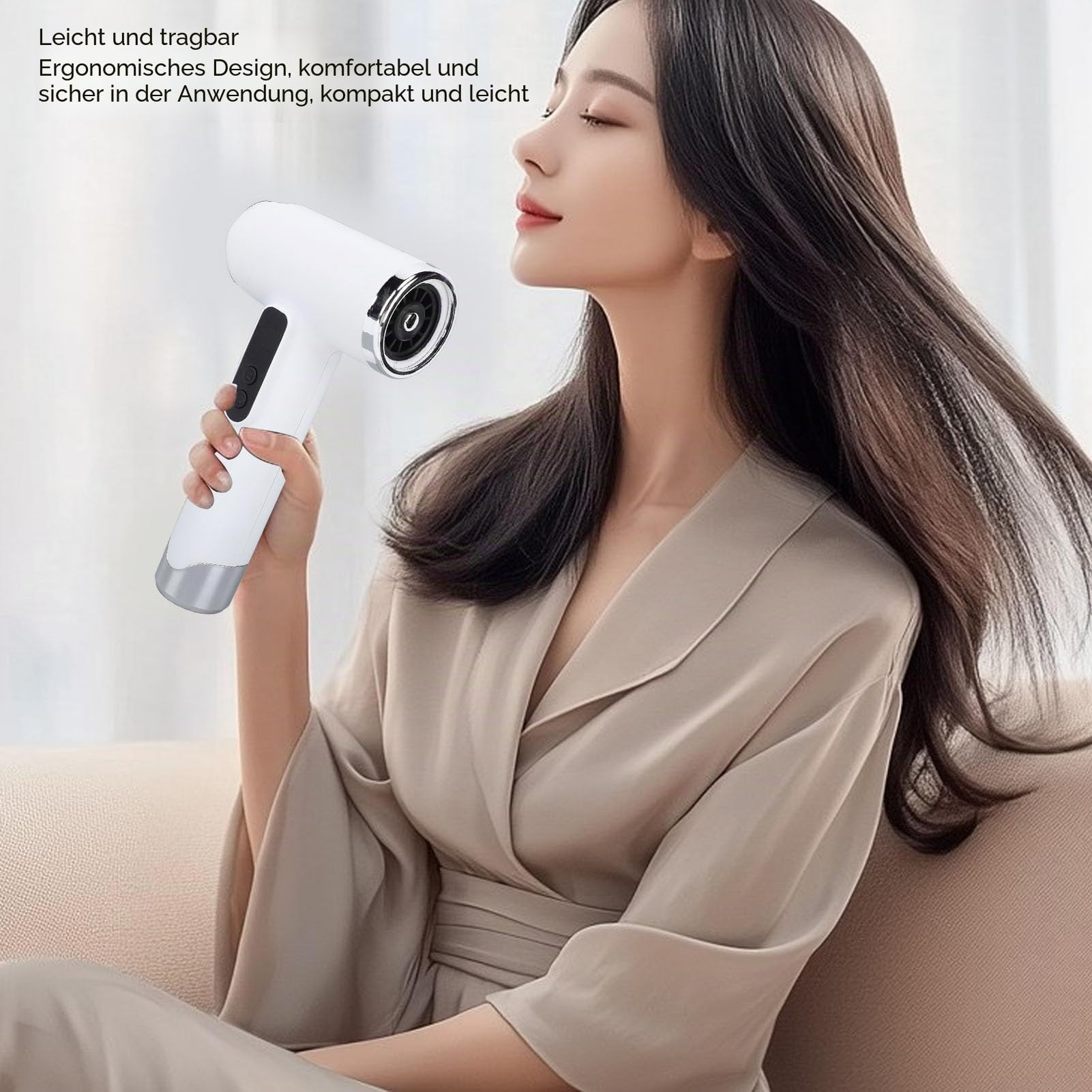 Kabelloser Haartrockner für Frauen USB kabellos wiederaufladbar föhn mit Düse Reiseföhn Heiß Kalt Wind Styling für Wohnheim, Studenten, Zuhause, Reisen (Weiß)