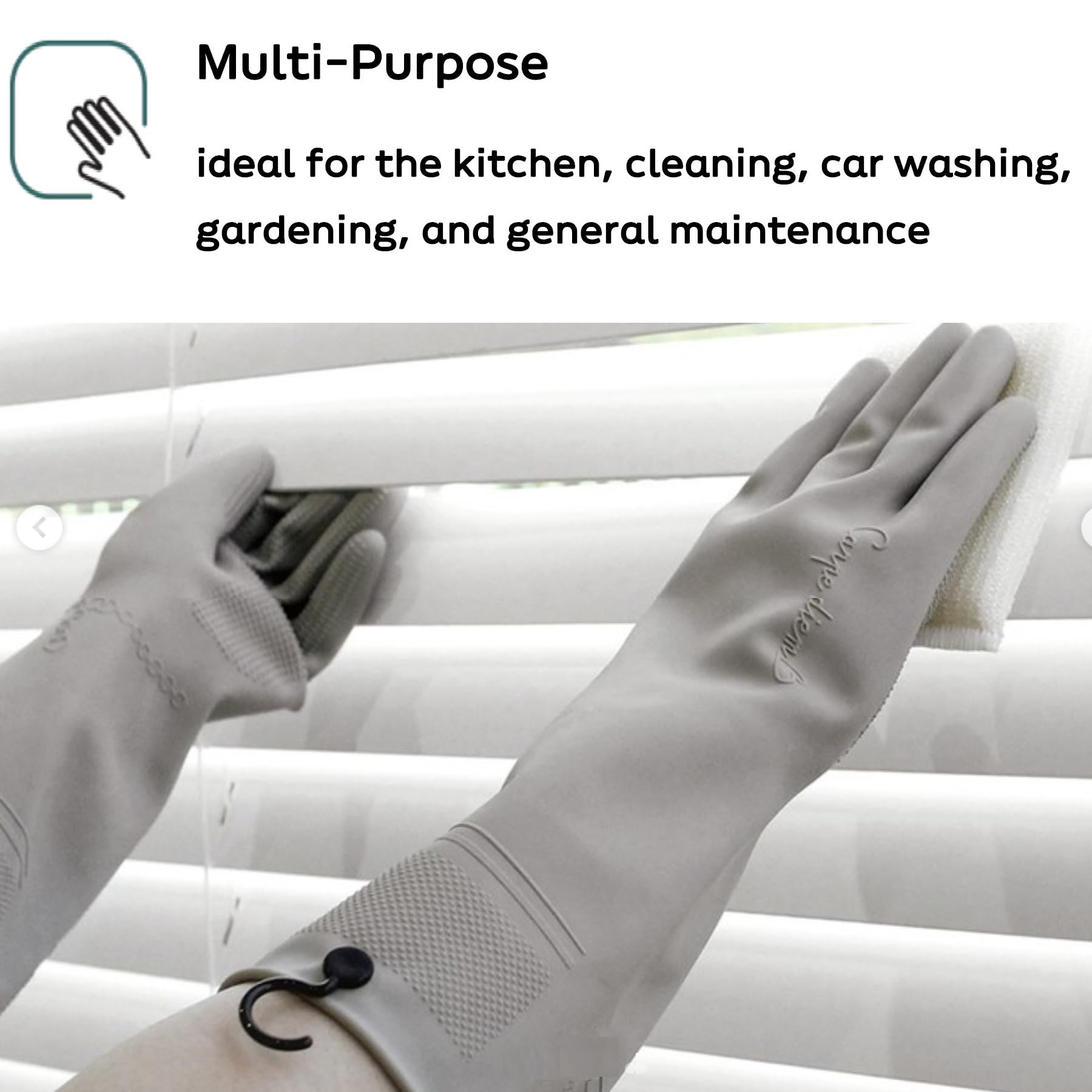 Myungjin 2 Paar wiederverwendbare, wasserdichte, rutschfeste Latex-Gummihandschuhe mit Wabengriff, mit Haken zum Aufhängen / Aufhängen / Schlaufen zum Aufhängen, für Geschirrspülen, Haushaltsreinigung