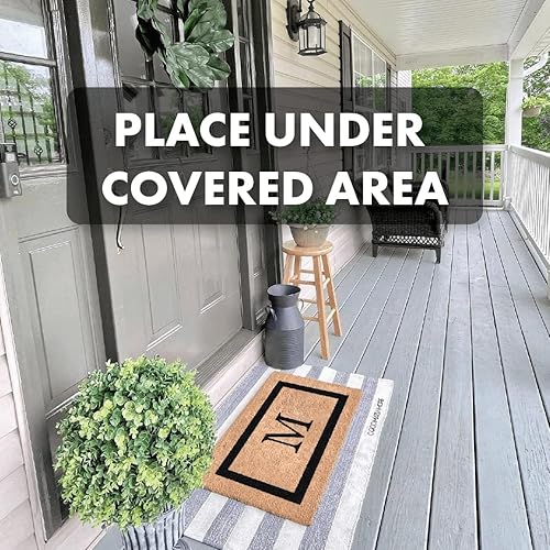 Miniatura 5 de COCO MATS 'N MORE Tapete personalizado con monograma para interiores y exteriores, antideslizante, fibra de coco con respaldo de vinilo, boda,