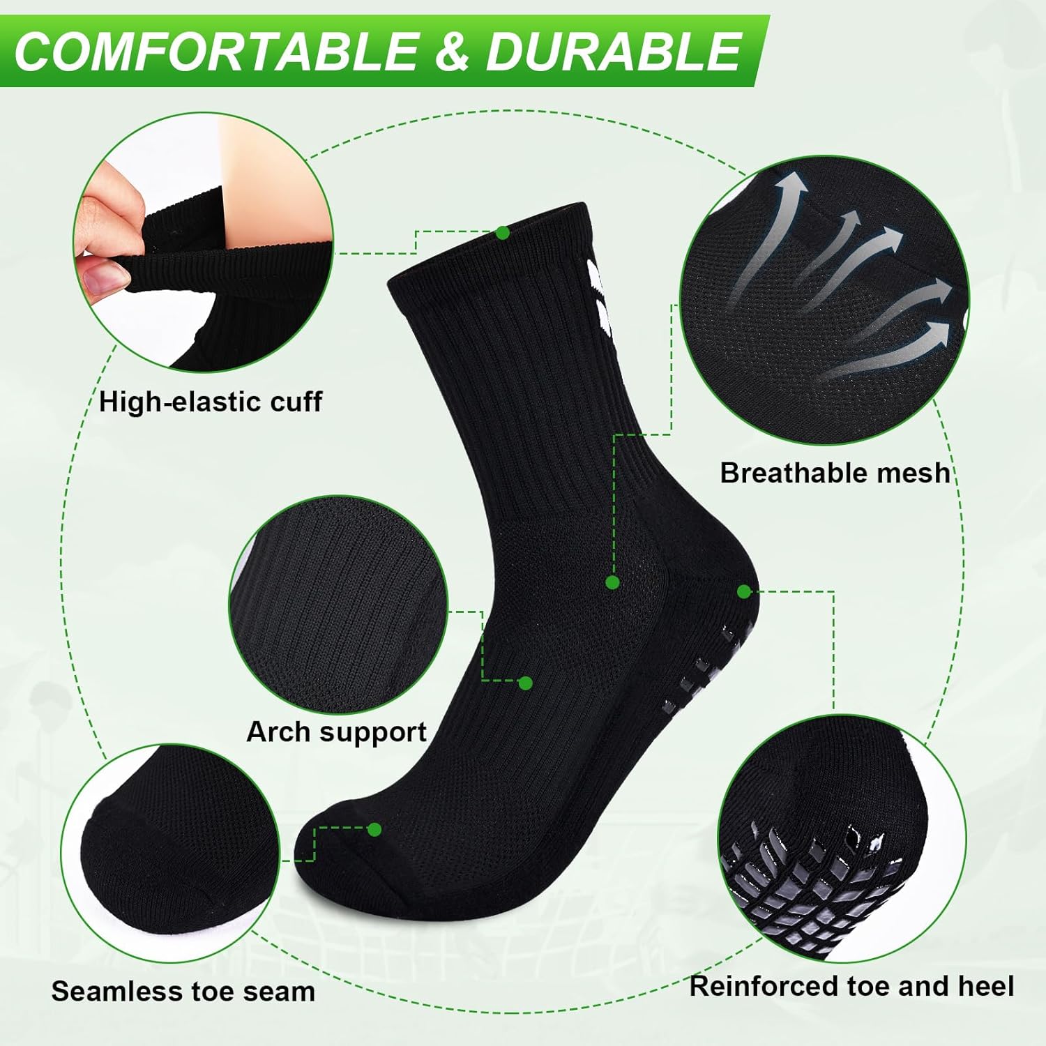 4-Pairs Grip Soccer Socks Men Women Non-slip Sports Socks Cushioned Football Yoga Pilates Basketball Rugby Hiking - Image 4