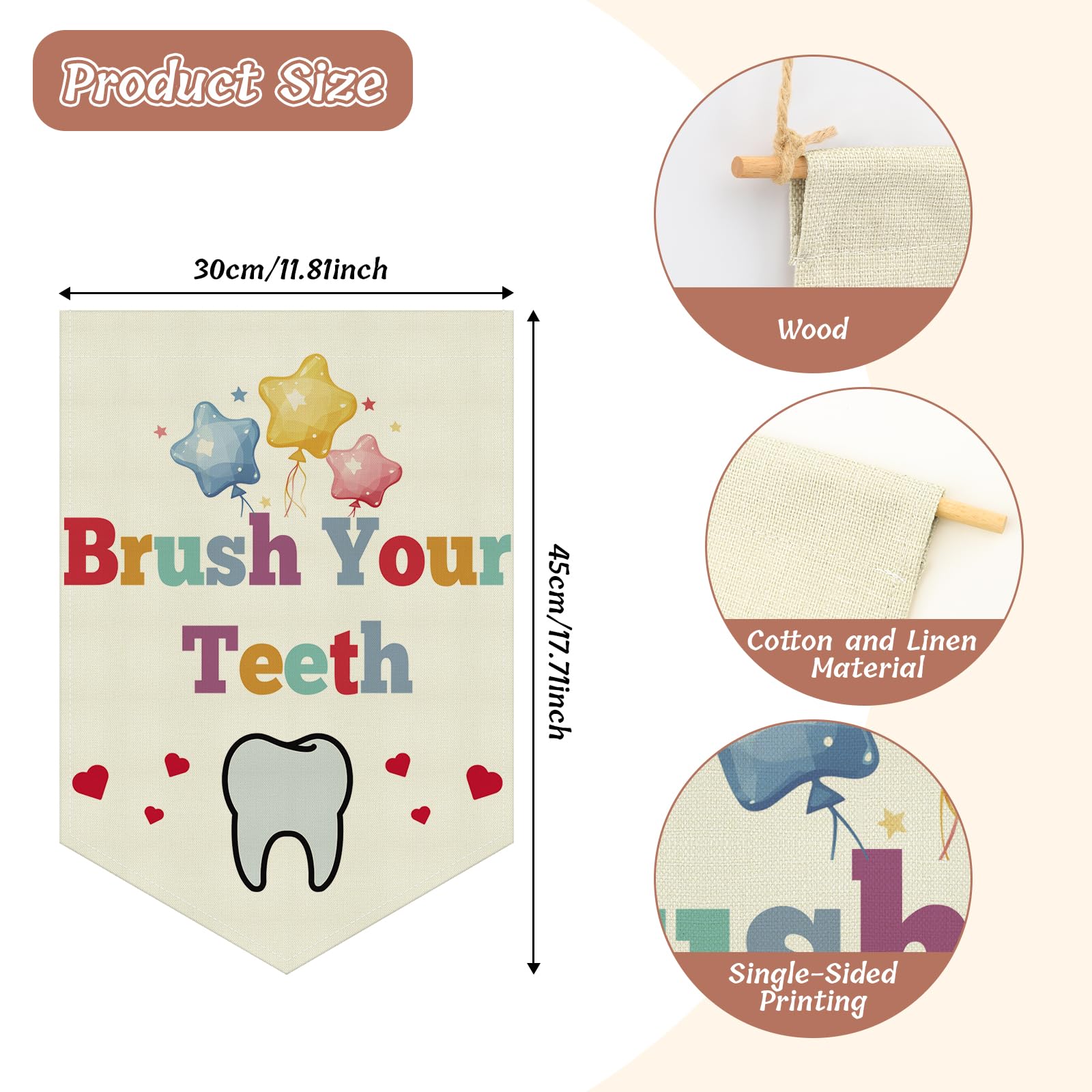 Kids Bathroom Decor Hanging Pennant Flag Banner Bathroom Accessories Gifts for Girl Boy Toddler Kids Washroom Decor for Washroom Restroom Christmas Birthday Gift Cotton Linen