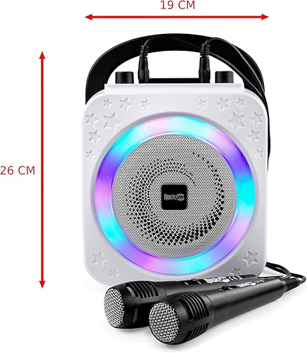 Miniatura 3 de RockJam Máquina recargable de karaoke Bluetooth con luz de anillo y 2 micrófonos