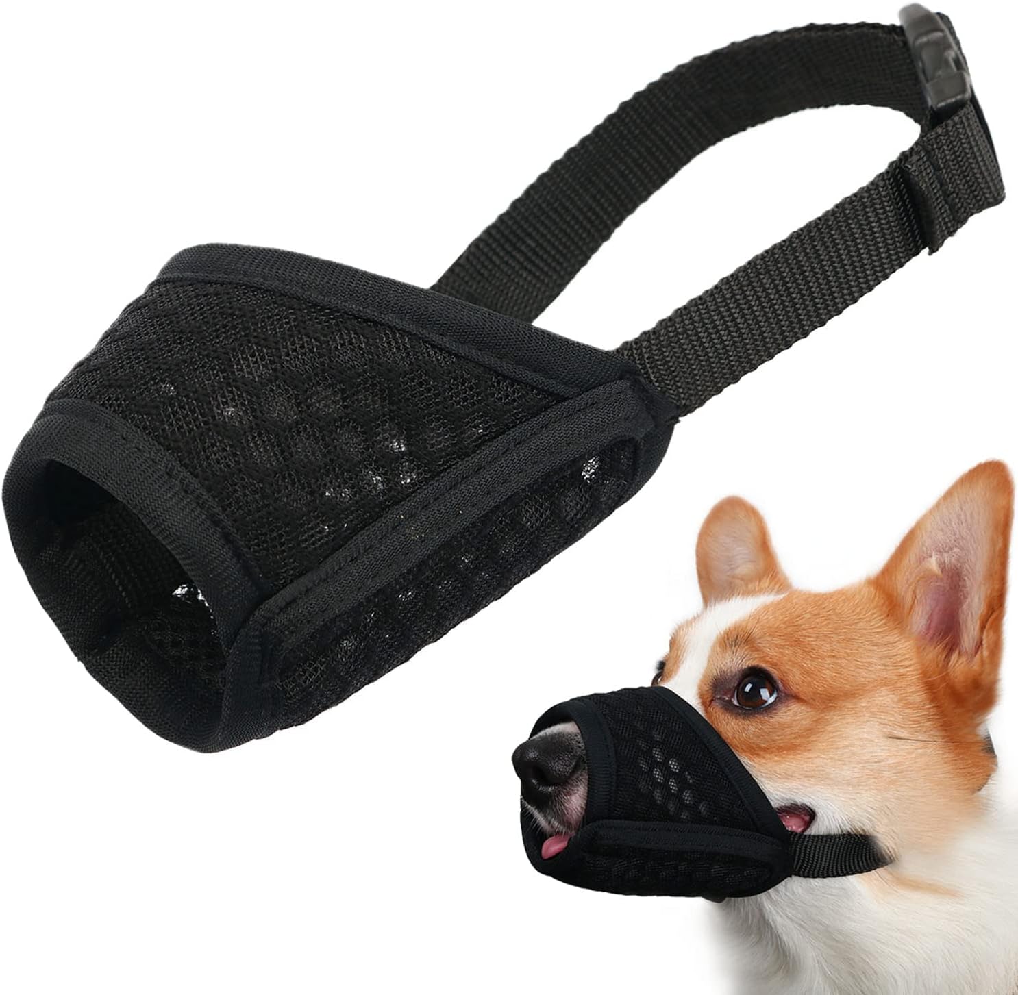 Mayerzon Dog Muzzle, Puppy Soft Mesh Muzzle for Small Medium Large Dogs Chihuahua Poodles Beagle Dachshund Corgis Labrador for Biting Chewing Grooming That Allows Panting Drinking