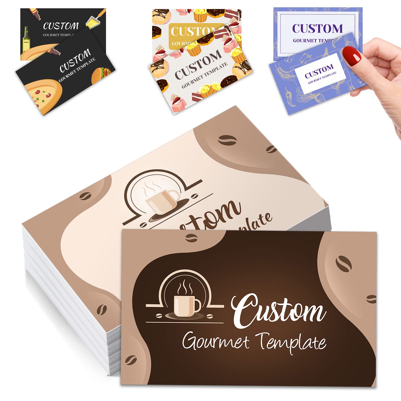 Custom Business Cards Customise Personalised Printable with Logo Picture for Small Business 3.5"x 2" Women Men Waterproof Front and Back 100 200 500 1000 Pcs Double Sided