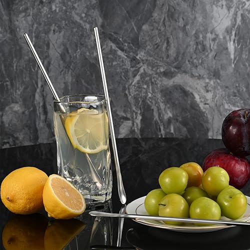 Miniatura 4 de Cuchara agitadora de café de 8.5 pulgadas8.6 in, acero inoxidable plateado 304#, palitos de café redondos, sólidos y de mango largo, para cóctel, té