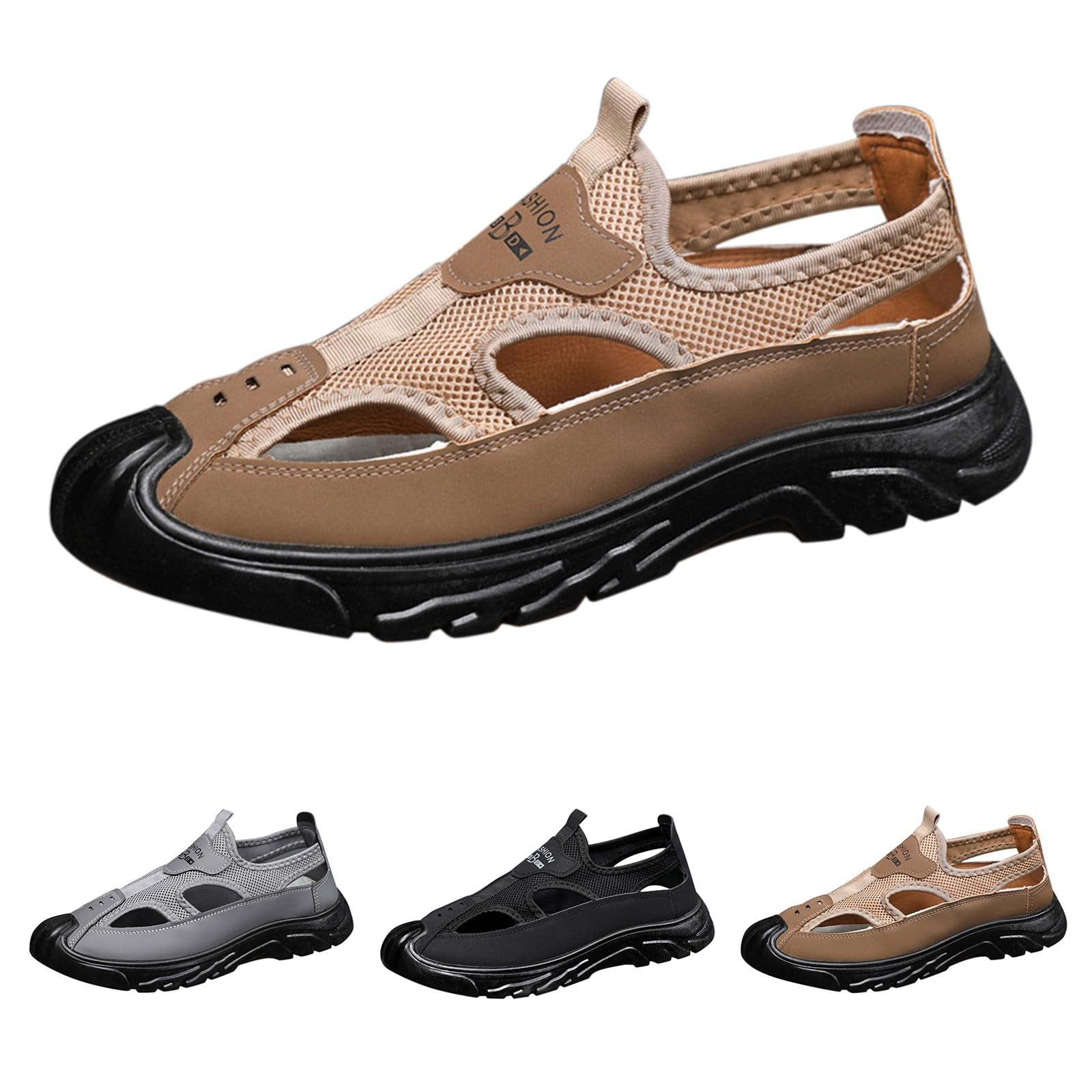 Sandali sportivi da donna – Sandali piatti da donna con suola testurizzata, sandali in rete con supporto per arco plantare, punta chiusa, scarpe da ginnastica all'aperto, escursionismo, trekking