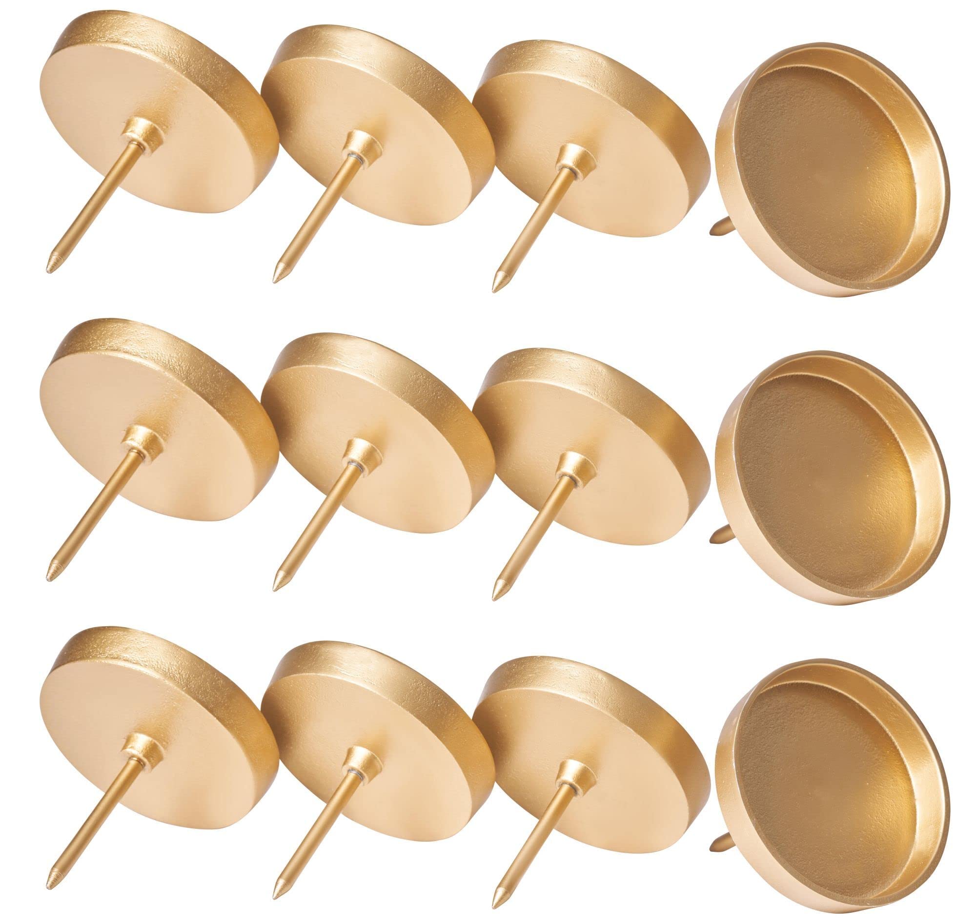 Novaliv 12x Kerzenpick flach 10cm Gold Aluminium Kerzenständer Adventskranzdeko Kerzenhalter Adventskranz Adventskerzenhalter Weihnachtskranz Kerzenteller zum Stecken rund Kerzenpin