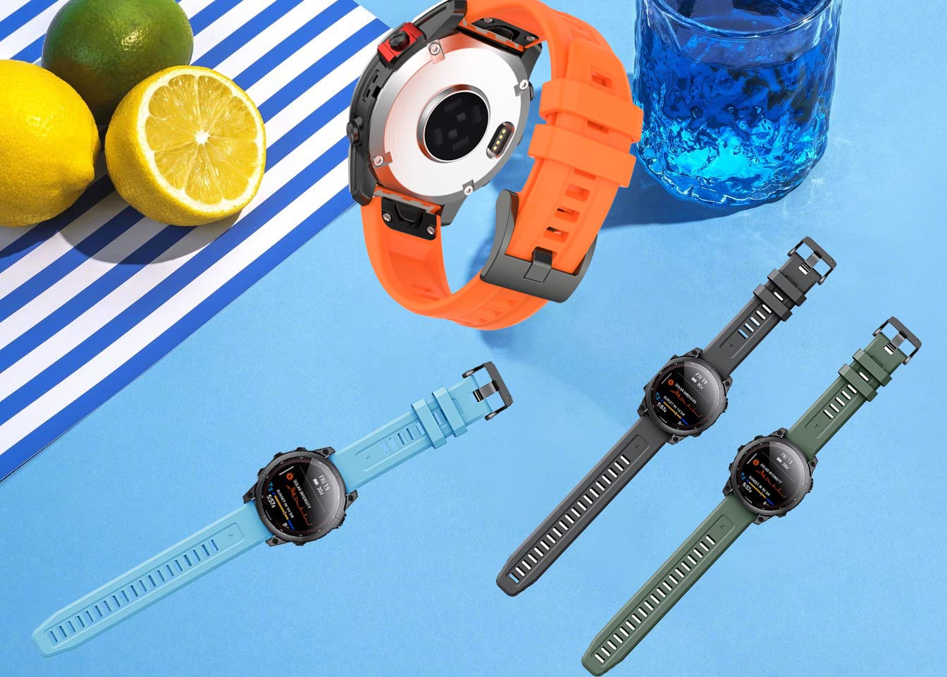 Rifyta Silikon Armband Für Garmin Fenix 7/6/5 & Mehr – 22 Mm QuickFit, Ersatzarmband In Verschiedenen Farben