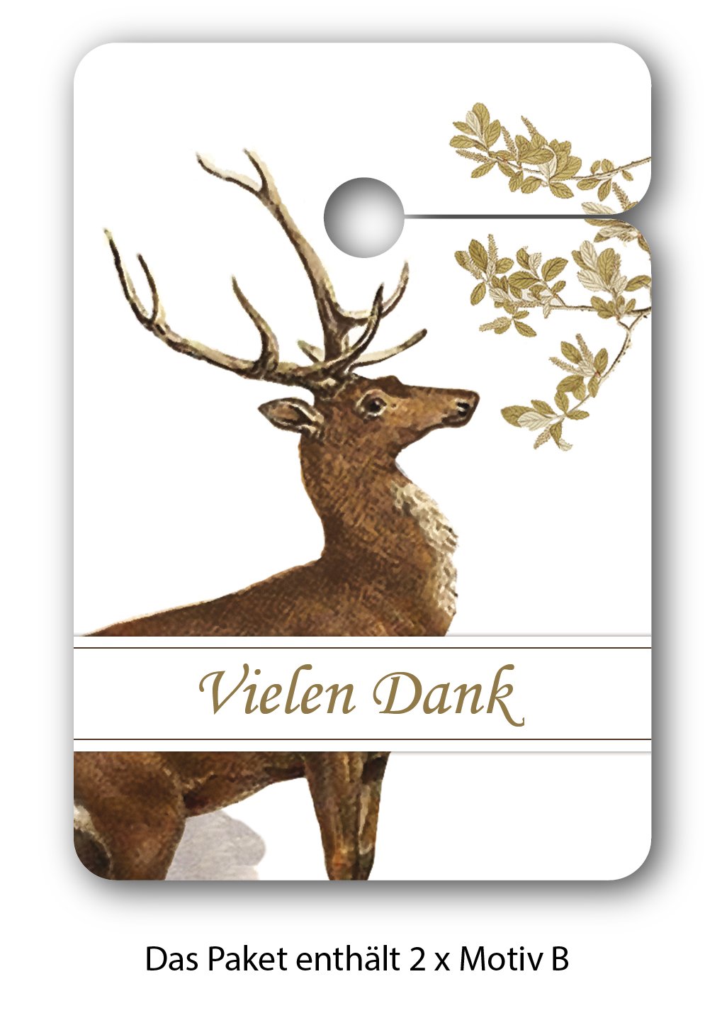 Elegante Dankes Geschenk Anhänger | Papieranhänger | Geschenk Karten (64Stk) mit Eichhörnchen und Hirsch: Vielen Dank