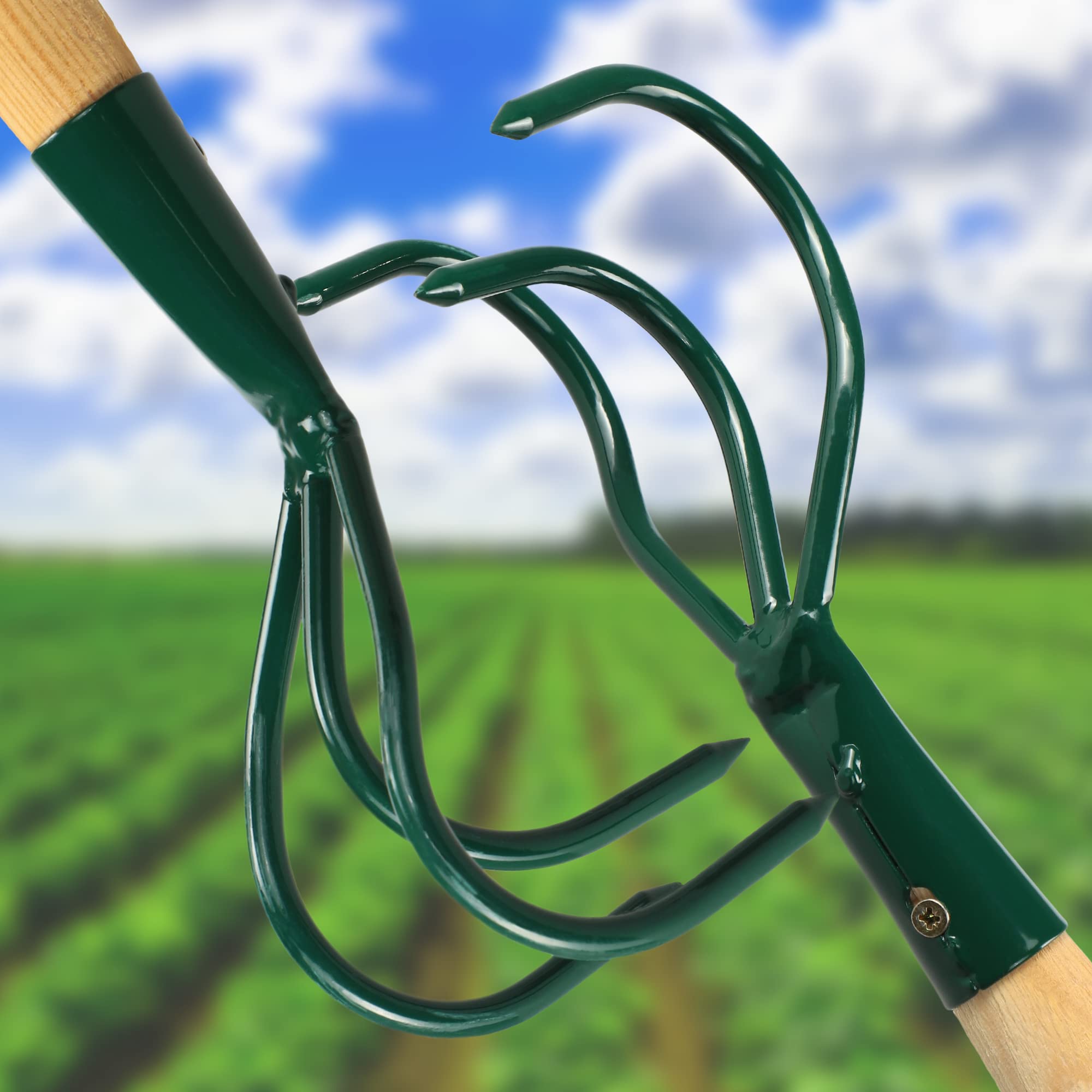 KADAX Cultivateur de désherbage ŕ 3 Dents - Crampons de Mauvaises Herbes - Petite Griffe de Fleur avec Manche - Accessoires de Jardin en métal - houe de Jardin pour desserrer Le Sol (Vert)