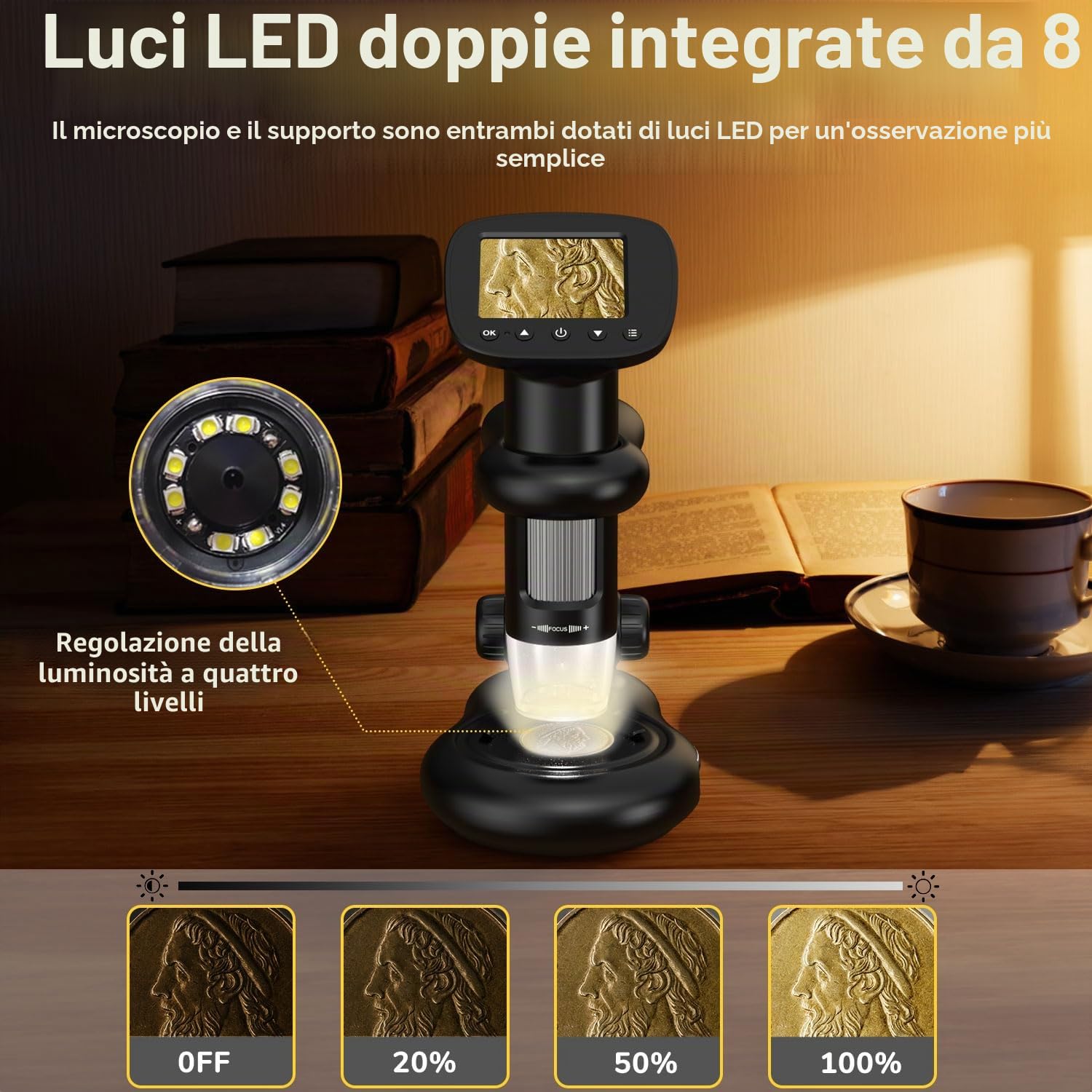 Microscopes IMICHI Microscopio per bambini con schermo LCD 1000X grande ingrandimento immagine chiara, scomparto unico per insetti per bambini, microscopio digitale portatile..