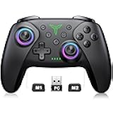 PC Controller, Wireless Bluetooth Controller, 1000mAh Battery, with Hall Effect Joysticks & Triggers, No Dead Zone, No Stick Drift, Controller for PC, Switch, iOS and Android, Cool Dynamic Light