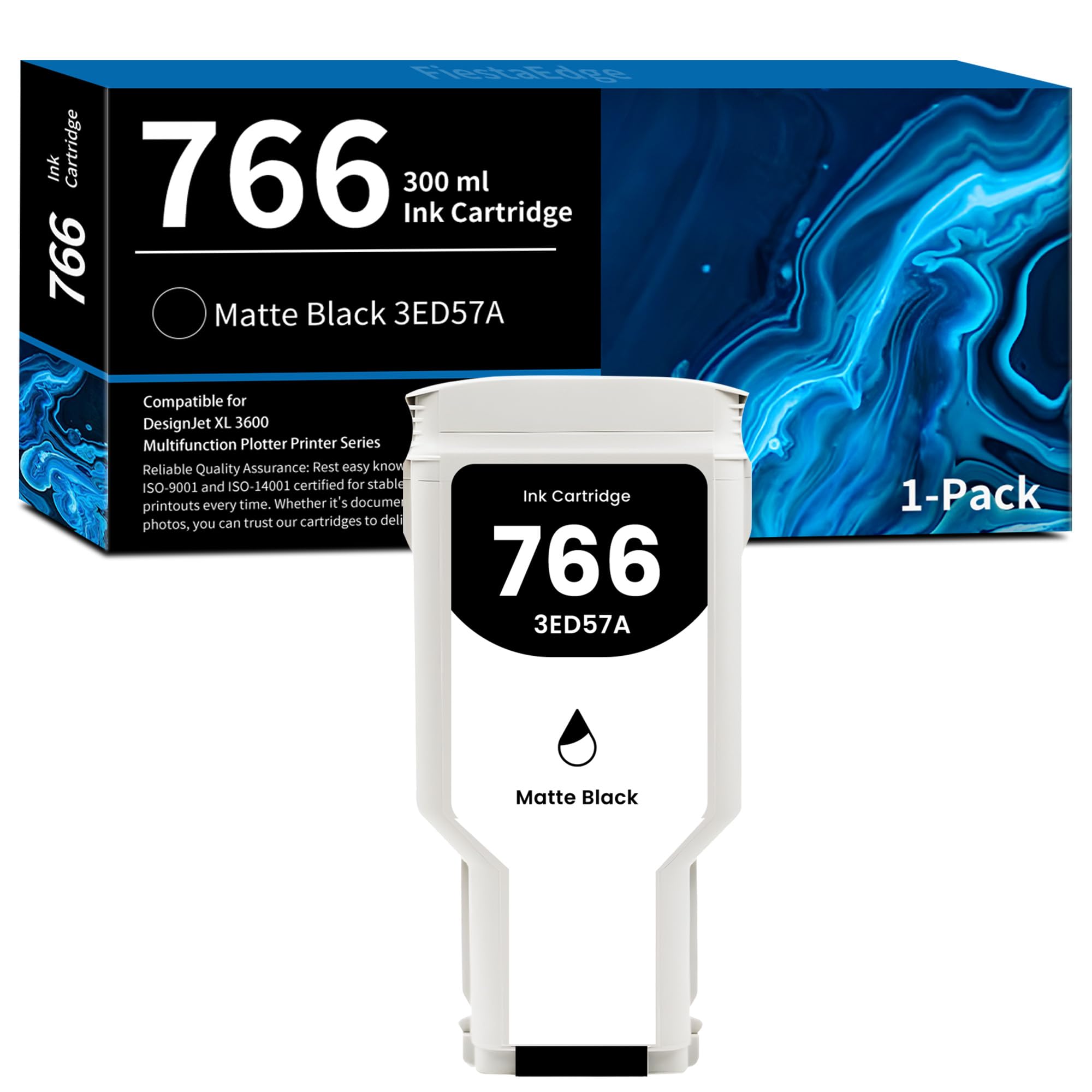 766 P2V92A 3ED57A – Cartucho de tinta negro mate de 10.6 fl oz (10.1 fl oz), 1 paquete de repuesto para tinta HP 766 para tinta De