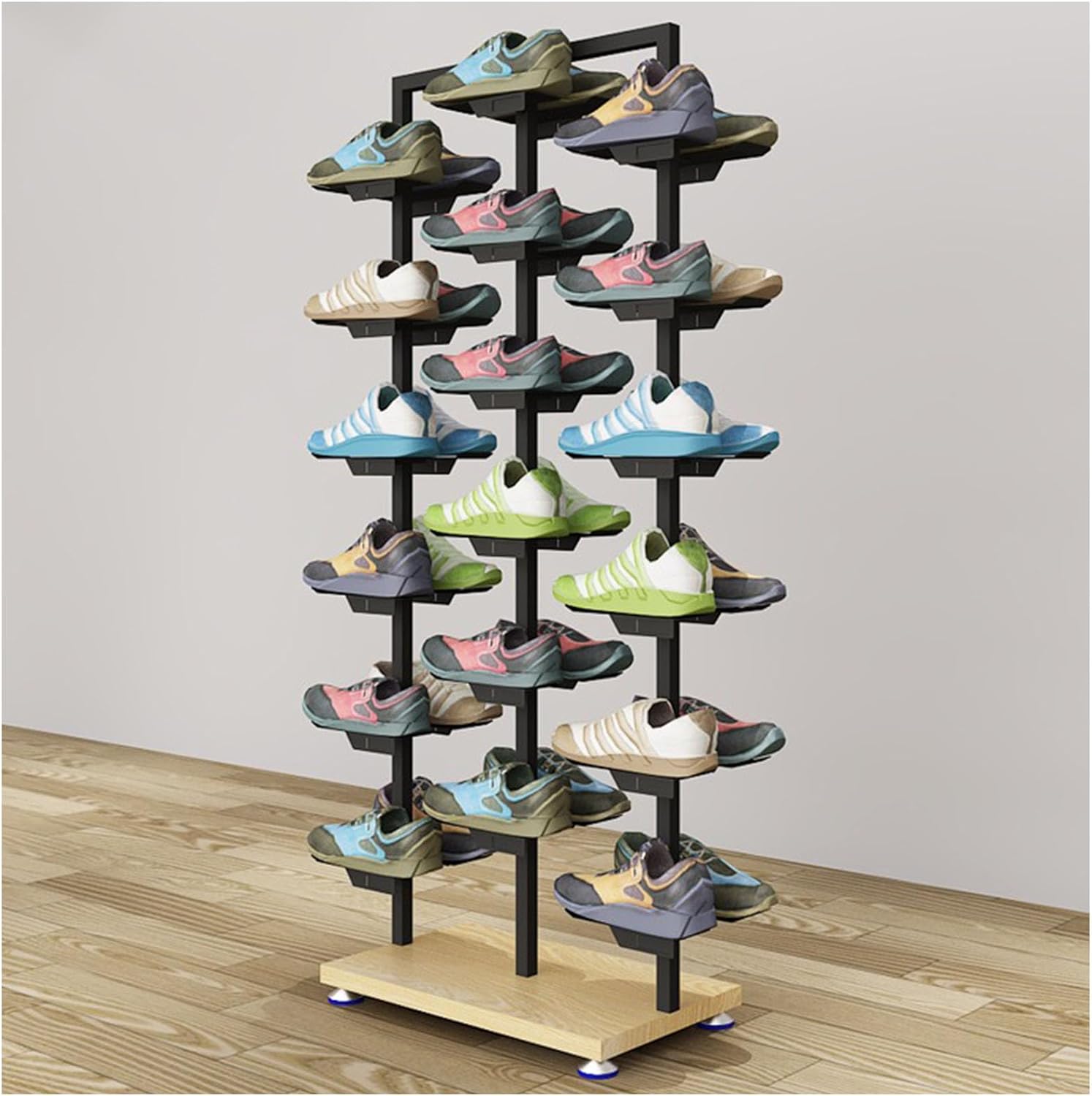 Shoe Store Display Stands Shoe Storage Organizer, Retail Boutique Shoe Tower Sneaker Rack, Large Free Standing Shoe Shelf Showcase, Commercial Clothing Store Shoe Holder for Home Shopping Malls
