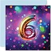 Stuff4 6th Birthday Cards for Girls Boys - Rainbow Foil Balloon - Happy Birthday Card for 6 Year Old Girl Boy Son Granddaughter Cousin Nephew, 5.7 Inch Bday Greeting Cards