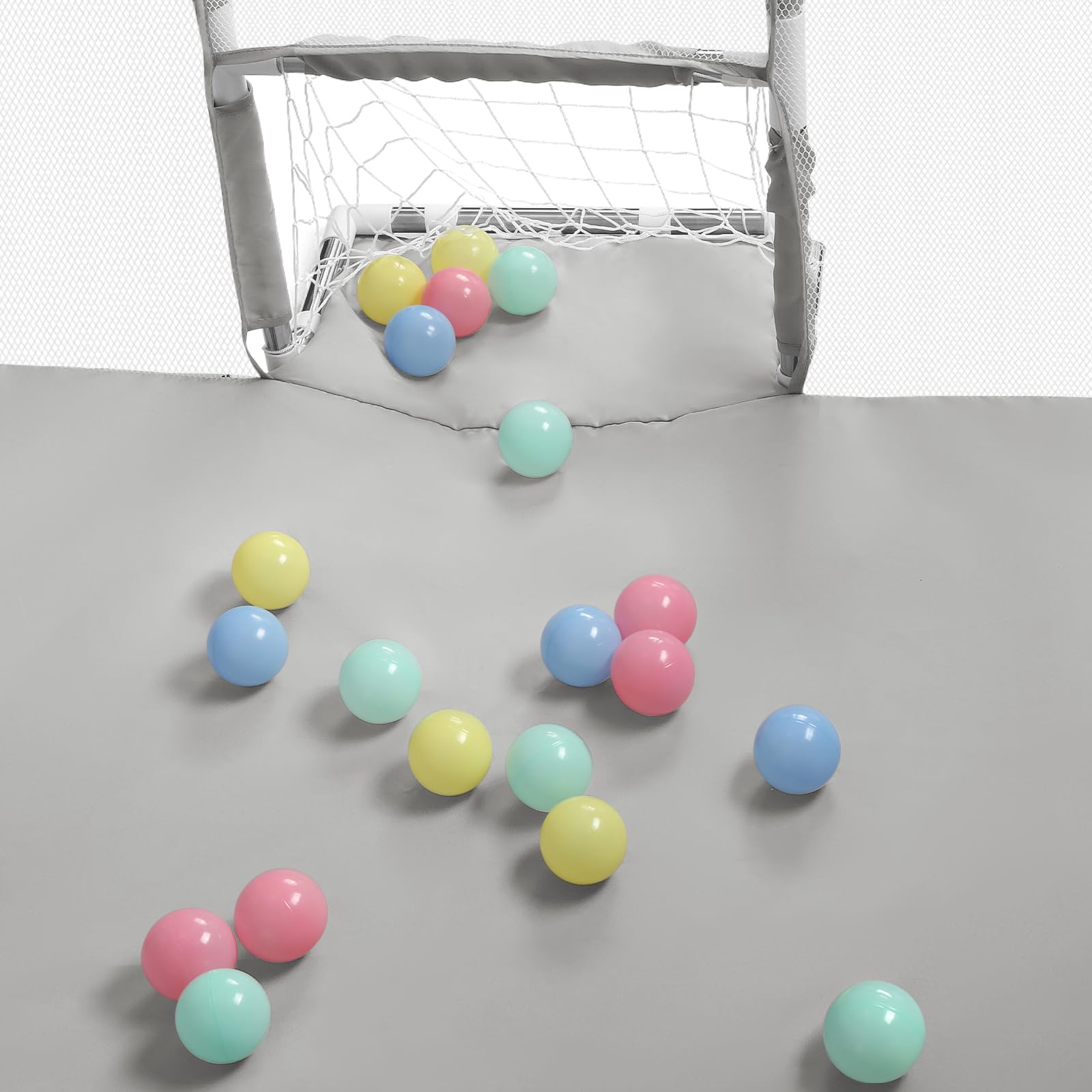 Parque XXL plegable modulable para bebés con barreras / redes / pelota oceánica / 4 asas, Playpen extra grande para bebés y niños pequeños, 180 x 120 x 66 cm, gris claro