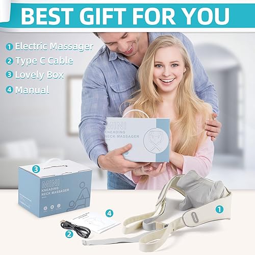 Miniatura 7 de LIARTY Masajeador de cuello y hombros para tejido profundo, masajeador inalámbrico eléctrico Shiatsu para hombro, almohada de masaje de amasamiento