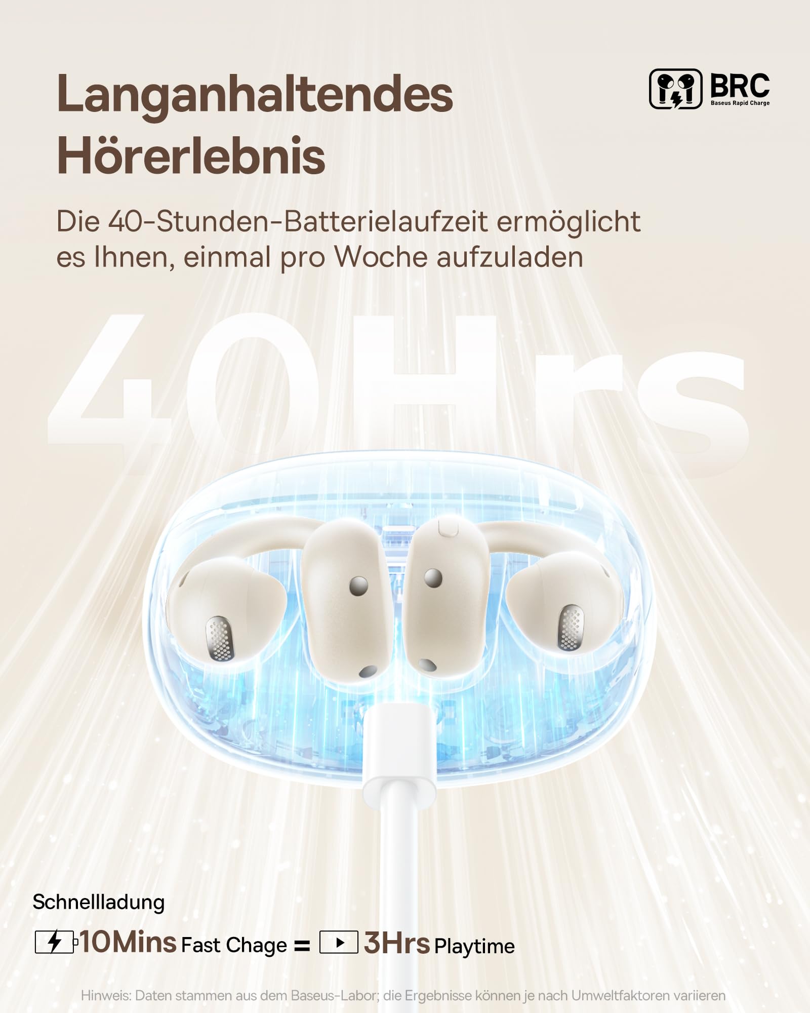 Baseus Bowie MC1 słuchawki open ear, uchwyt na ucho z imponującą jakością dźwięku, adaptacyjnym wzmocnieniem basu, Bluetooth 5.4, redukcją szumów podczas połączeń, IP57, 40H pracy na baterii, 5,2g