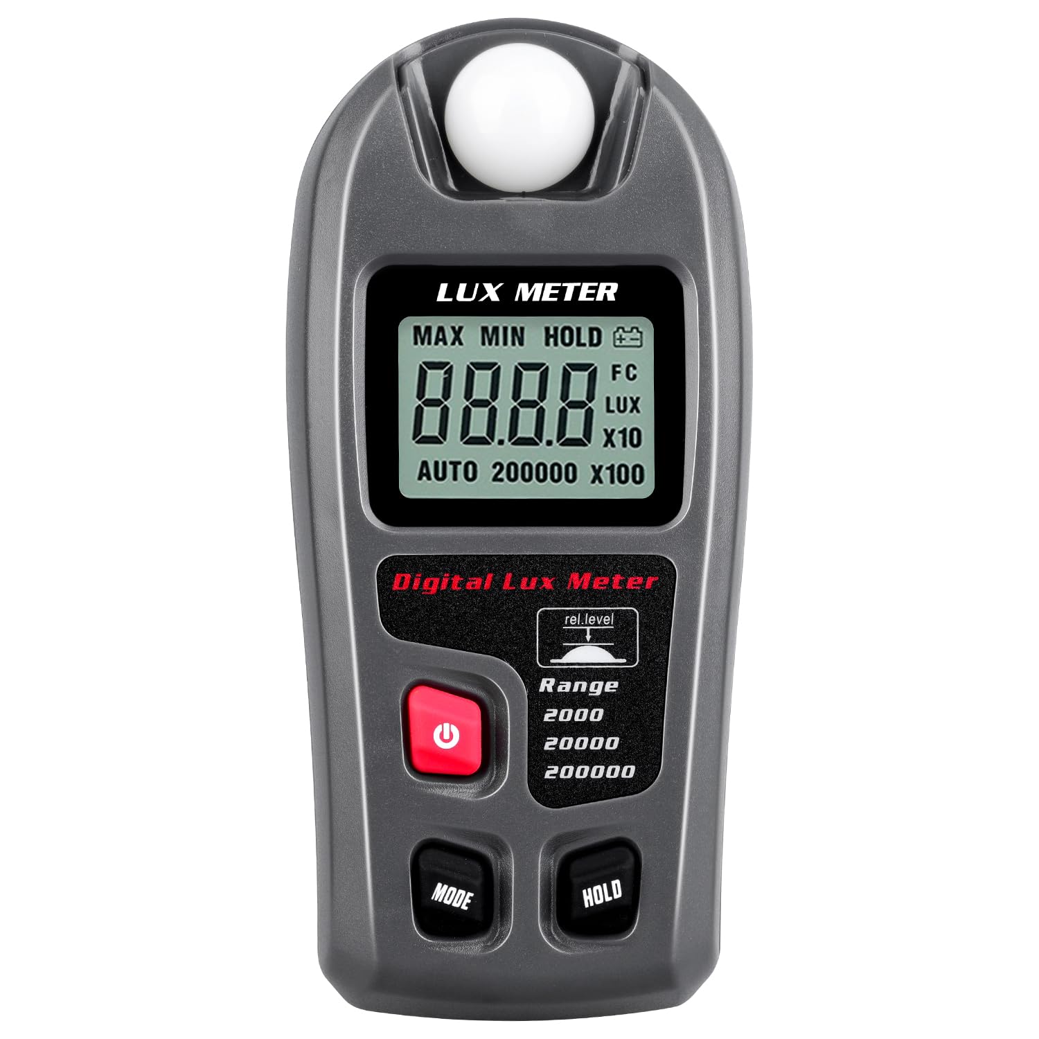 Light Meter, Handheld Lux Meter for Lighting Intensity Brightness Measurement, Digital Light Intensity Meter Range up to 200,000 Lux, Illuminance Sensor with MAX/MIN, Data Hold