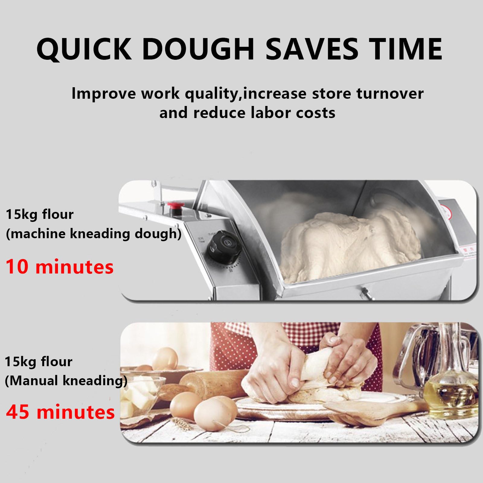 Impastatrice verticale, impastatrice elettrica con cilindro inclinabile a 90° per uso professionale in cucine industriali.