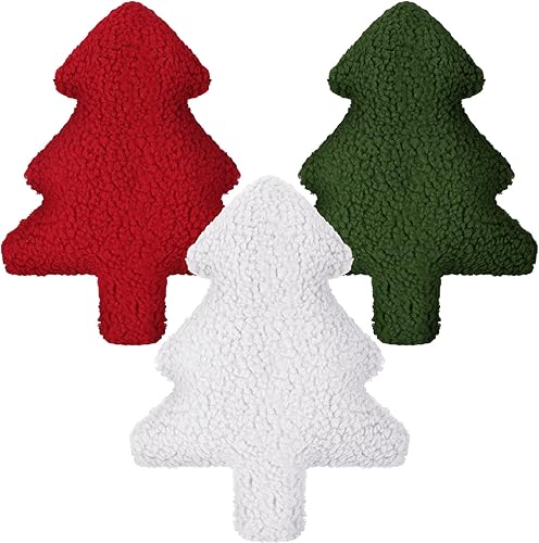 Bencailor 3 almohadas de Navidad suaves y esponjosas para árbol de Navidad, cojines de felpa para decoración de habitación de Navidad, regalo