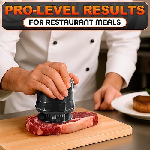 Miniatura 9 de Herramienta ablandadora de carne, práctica herramienta ablandadora de pollo con 56 cuchillas afiladas de acero inoxidable, bloqueo de seguridad y