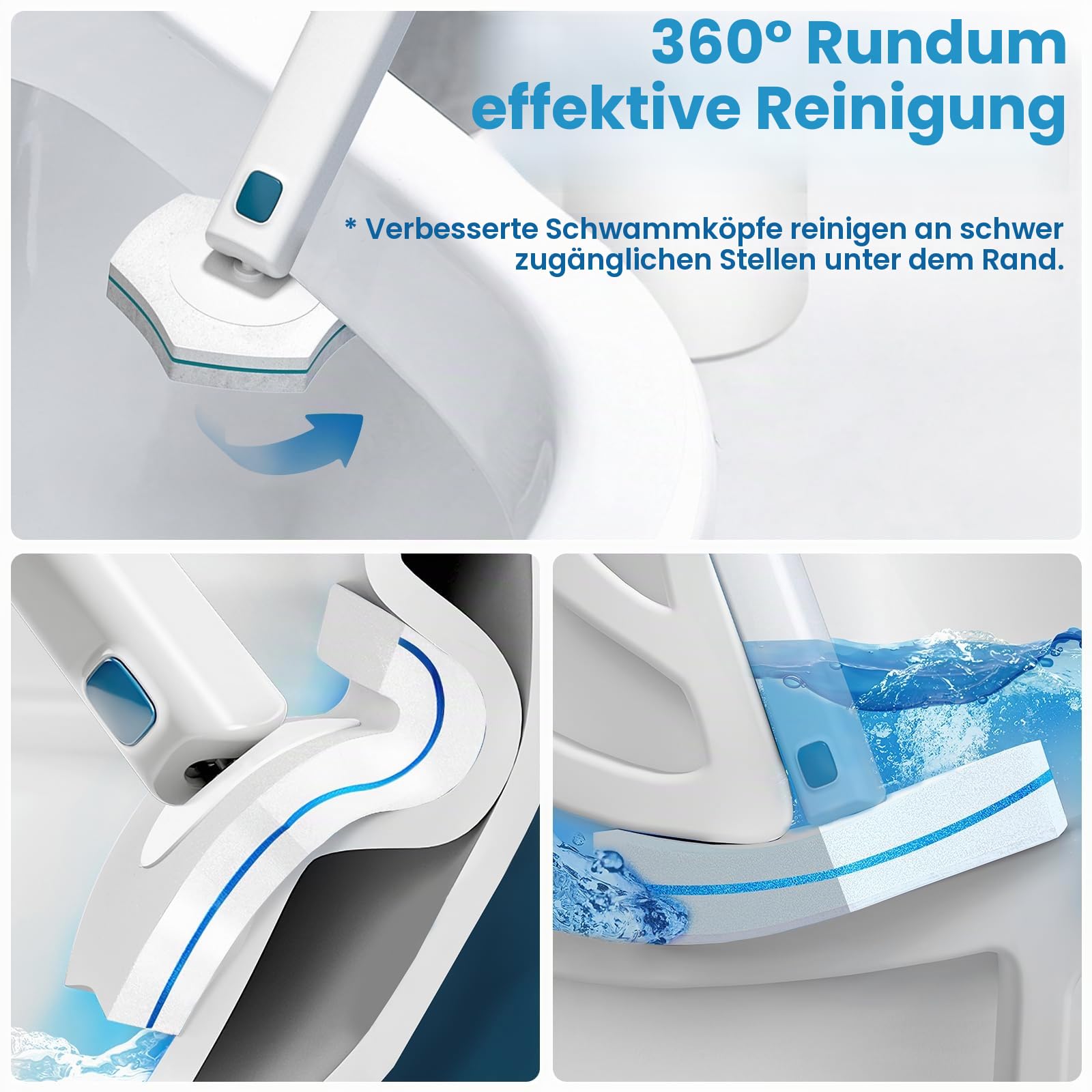 Set mit 32 wiederverwendbaren Toilettenbürsten-Ersatzköpfen für Badezimmer- und WC-Reinigung (nicht kompatibel mit anderen Marken von Toilettengriffen)