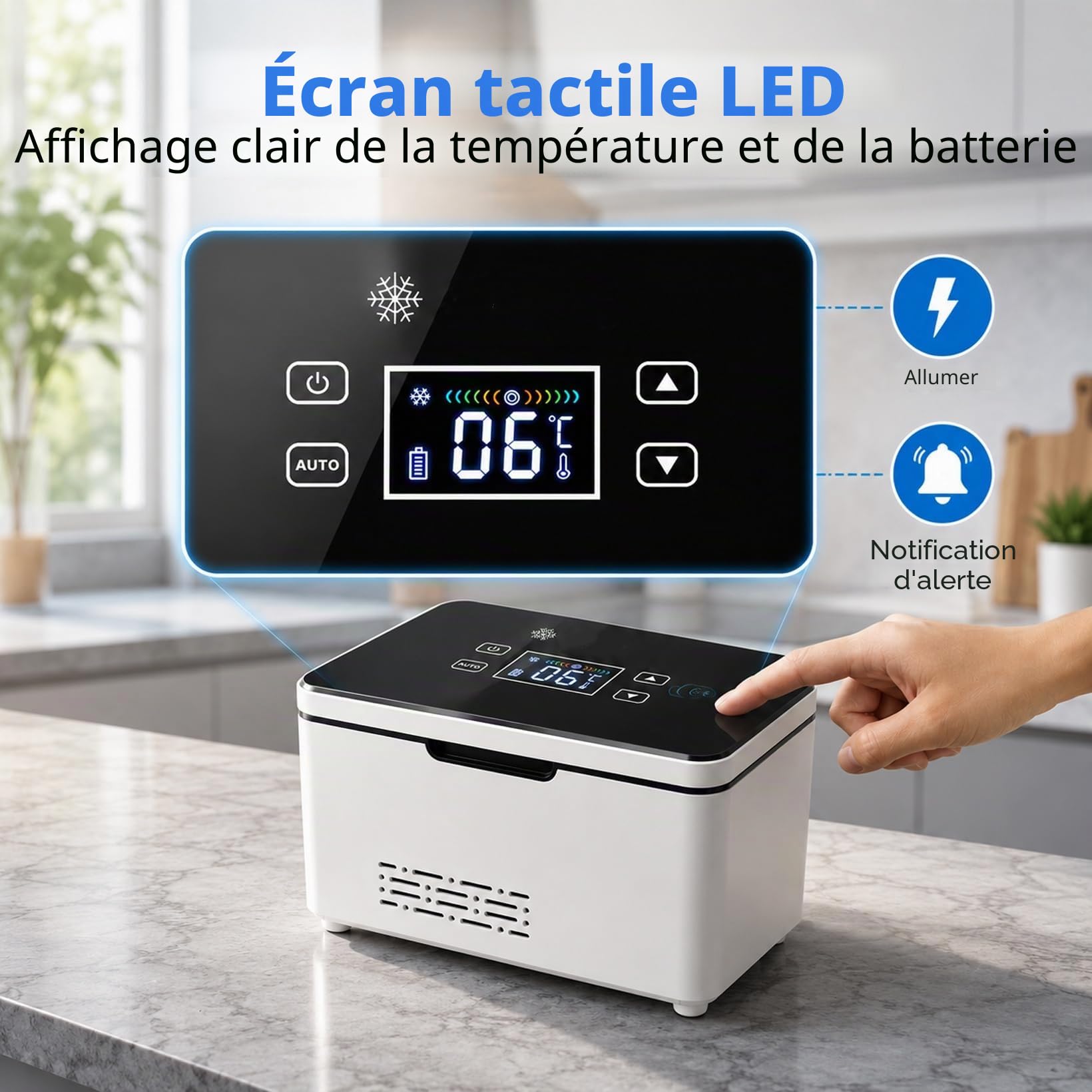 Glacière électrique portable pour insuline 0 à 18°C avec écran LED tactile | glacière électrique pour insuline, interférences et gouttes oculaires, convient pour les voyages, la voiture et les