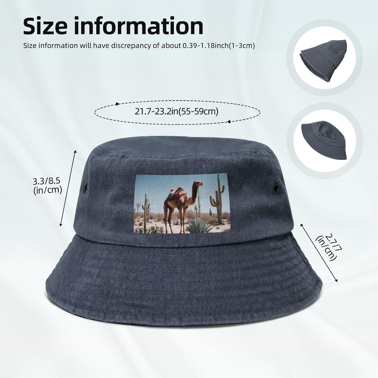 Desert Cute Camel Printed Cowboy Fisherman hat, Suitable for Outdoor Fishing Beach Party Fisherman hat Hip-hop hat,