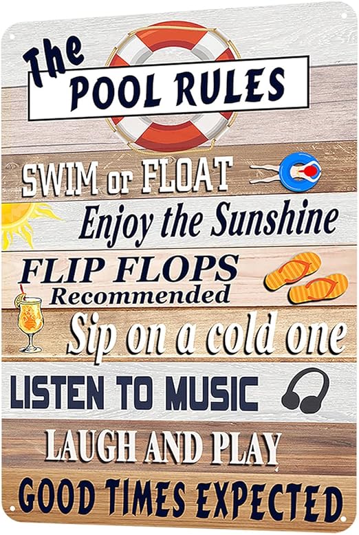 Jacevoo Metal Signs Pool Rules Tin Sign Vintage Pool Rules
