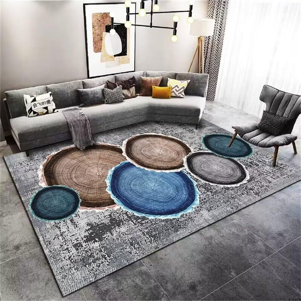 Tapis résistant à l'usure gris et bleu géométrique 160x210