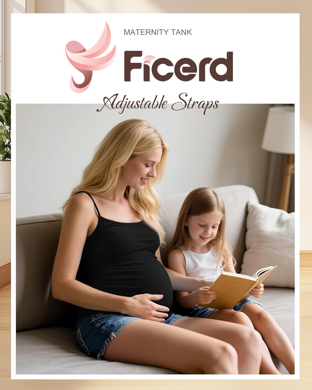 Ficerd 3 Pack Women's Maternity Tank Top Camisole with Adjustable Straps Comfort Tops Side Ruched Stretch Soft Shirts - Image 5