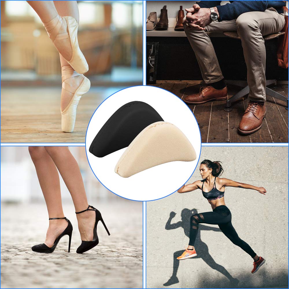 6 Paires De Coussinets De Talon – Tissu Respirant – Adhésif – Pour Chaussures Trop Amples – Noir & Gris