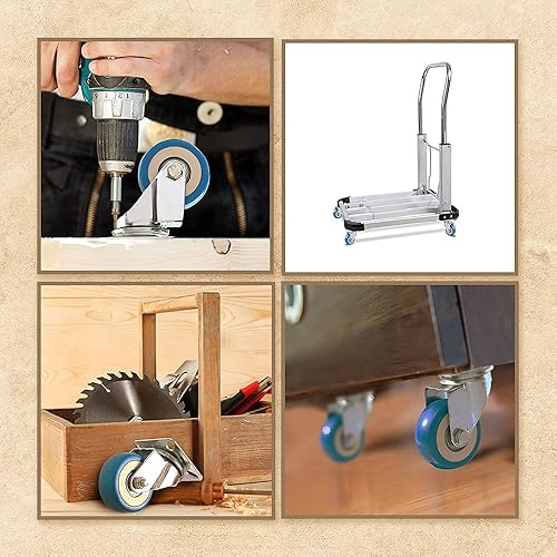 Miniatura 5 de FactorDuty Paquete de 50 ruedas giratorias sobre ruedas de poliuretano azul (2 pulgadas sin freno)