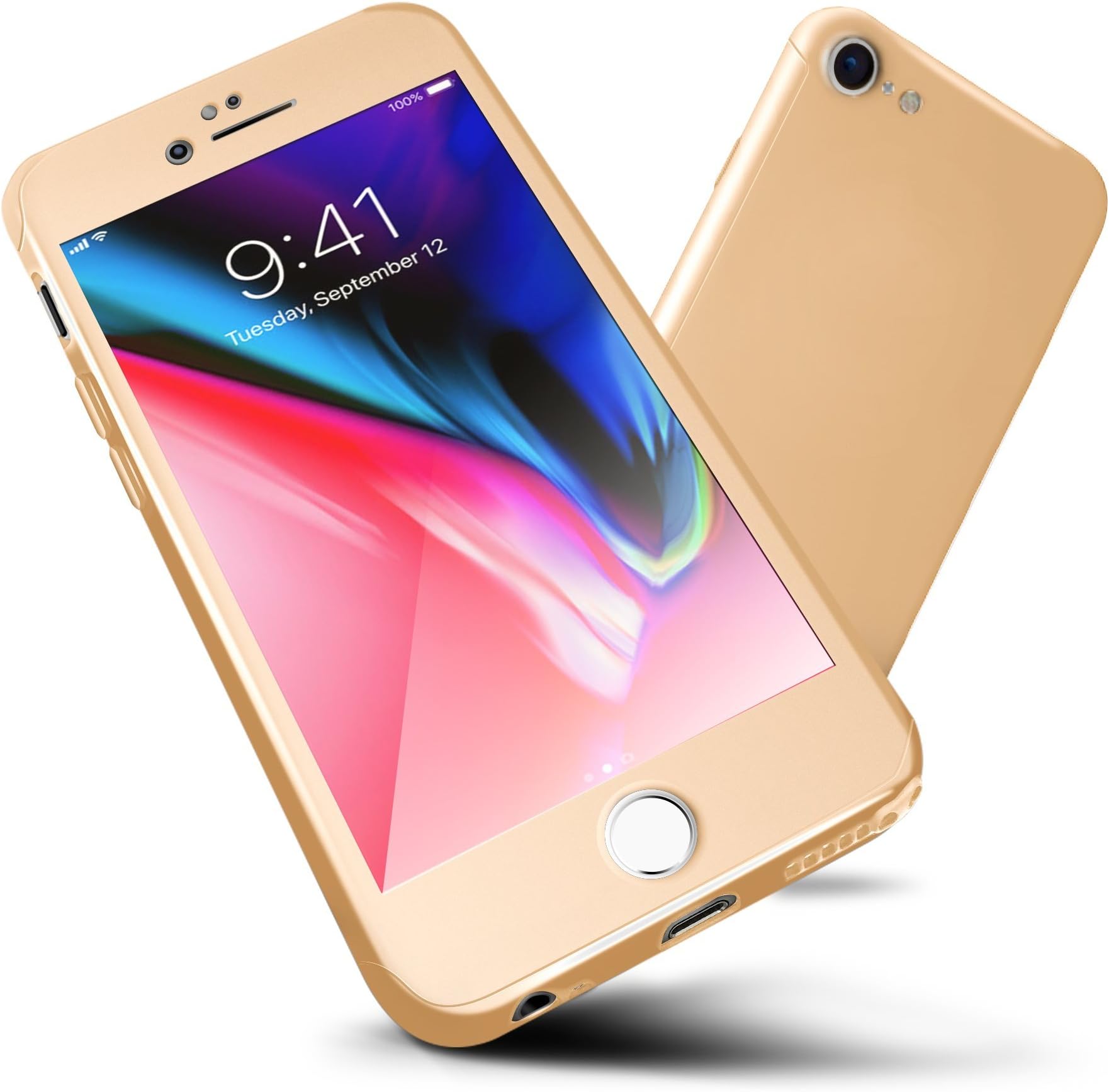 ORETECHDesigned for iPhone 6s Case, iPhone 6/6s Case Full Body Hard PC Case with[2 x Tempered Glass Screen Protector] Ultra Thin Lightweight Anti Scratch Case for iPhone 6 Case-4.7"-Gold