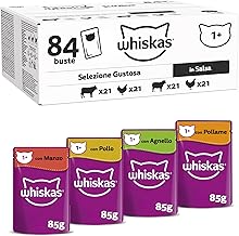 whiskas 1+ Adult Classic Selection in Gravy 84 Pouches, Adult Wet Cat Food, Megapack (84 x 85 g)