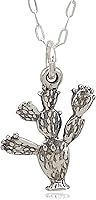 Vista 1 de Sterling Silver Prickly Pear Paddle Cactus 3D Charm Necklace, 18
