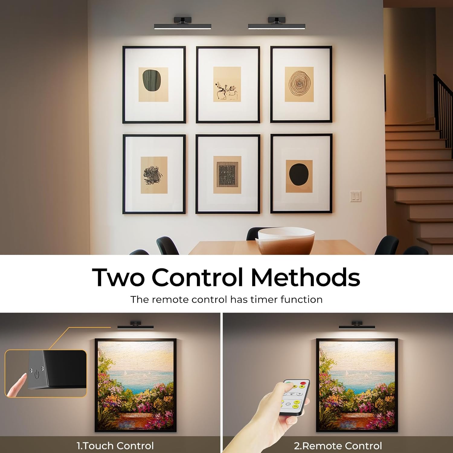 Picture Lights for Wall, Battery Operated Picture Light 16in Gallery Light for Paintings CCT Dimmable Recharging Battery Wall Light with Remote Control for Living Room Gallery Dartboard Art Bathroom