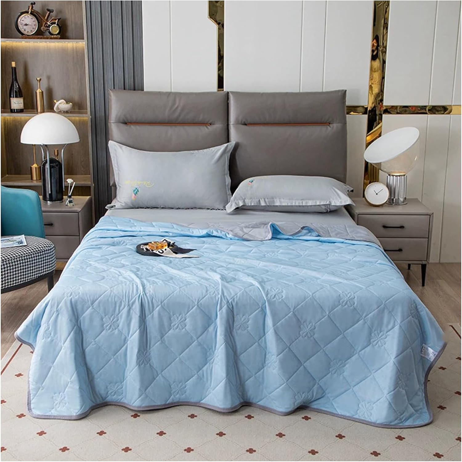 Comfortable Cool Washable Air Conditioning Blanket, Summer Simple Cool Quilt Washable Ice Silk Air Conditioning Quilt Blanket, Lightweight Breathable Quilt(C,150x200cm)